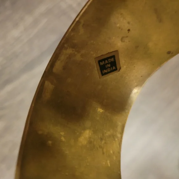 Brass Bangle Grooved Wide Bracelet - Picture 4 of 4